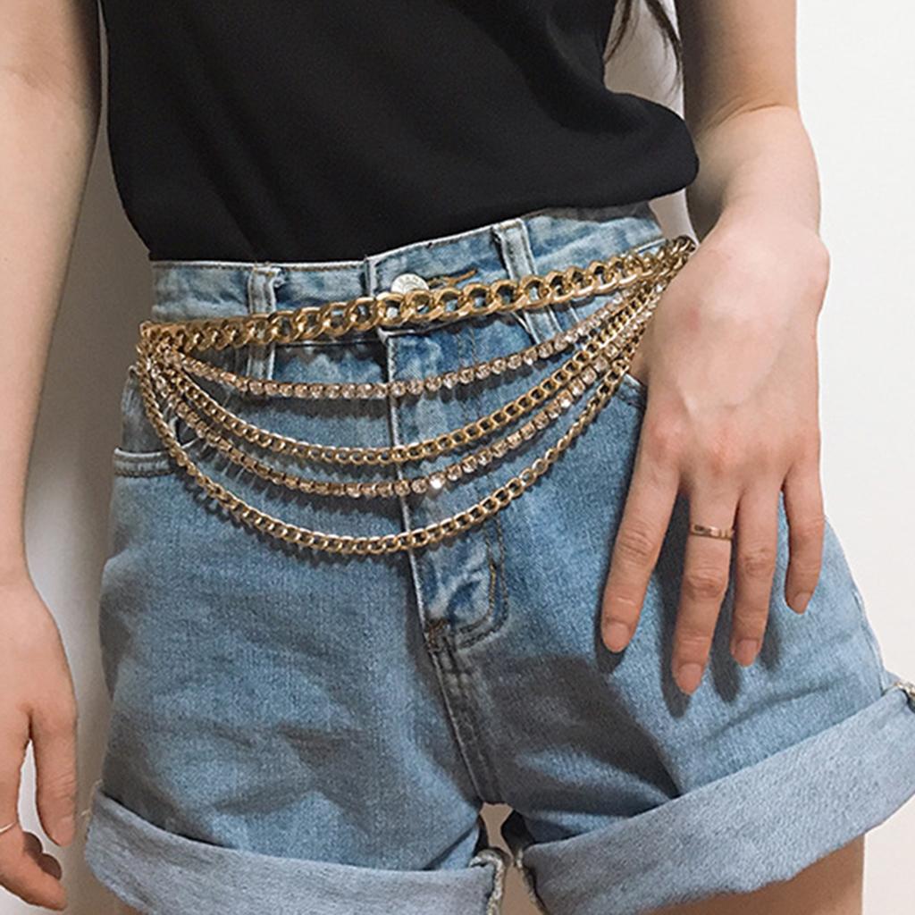 Layered Tassel Waist Belt Jeans Trousers Outfits Body for Teenagers Adults Party Photography