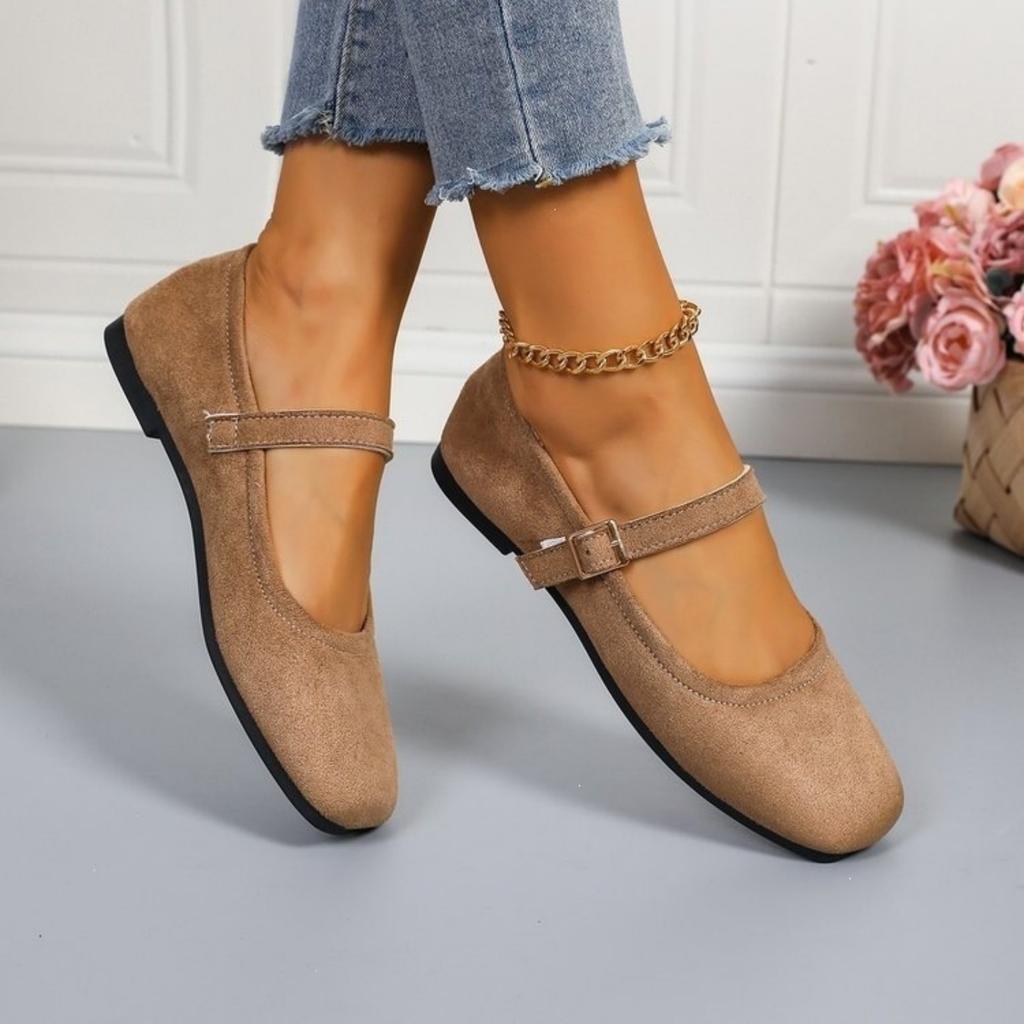 Women's Flat Mary Jane Shoes Adjustable Strap Square Toe Slip On Casual Footwear Lightweight Comfortable Design