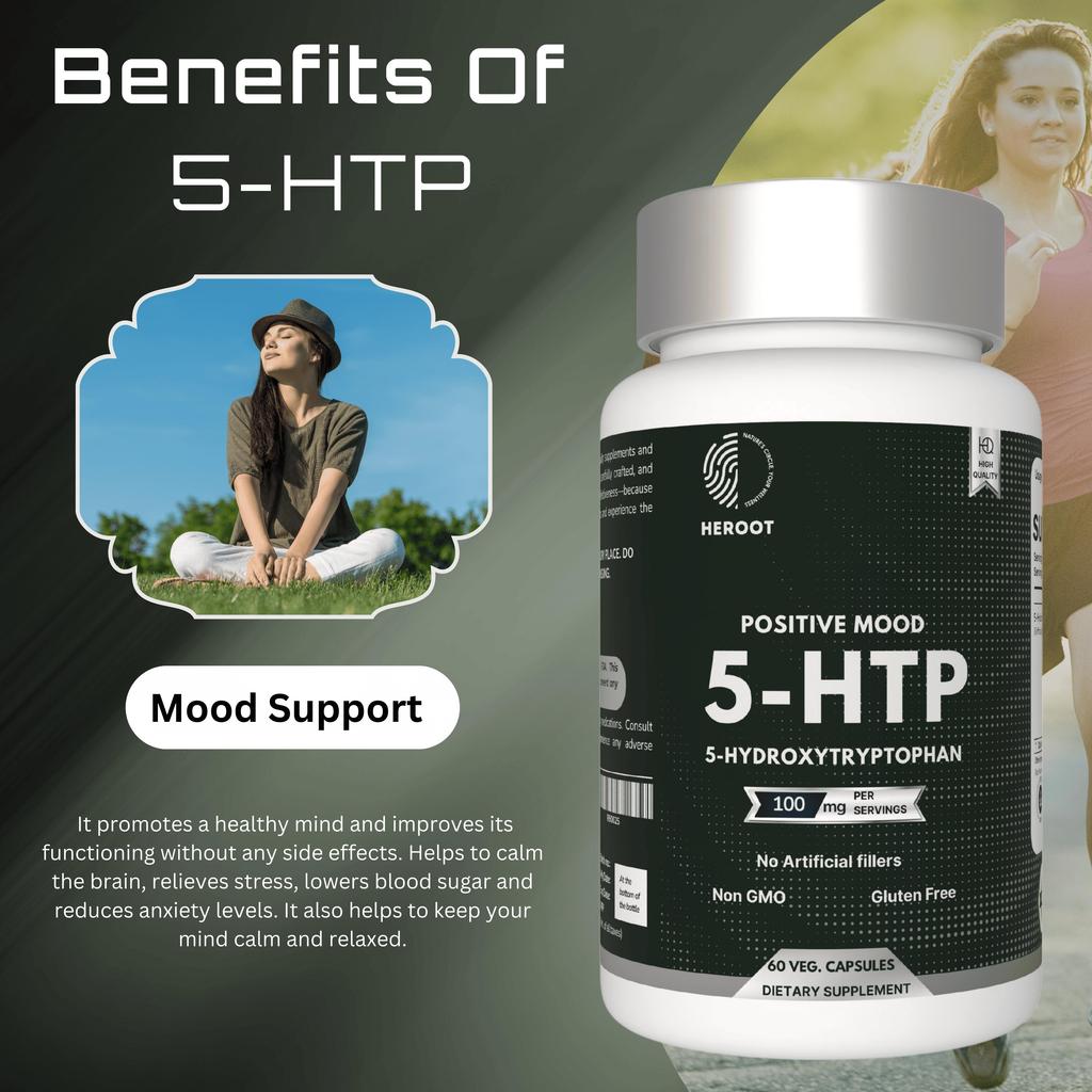 Heroot 5-Htp Capsules 100mg Доповнення до настрою та стресу Підтримка Розслаблення