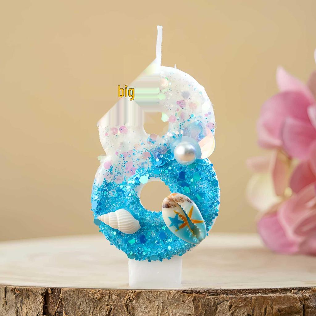 TEMU Xiyin Ocean-Themed Starfish & Conch Birthday Candles (Numbers 0-9) Cake Decorations