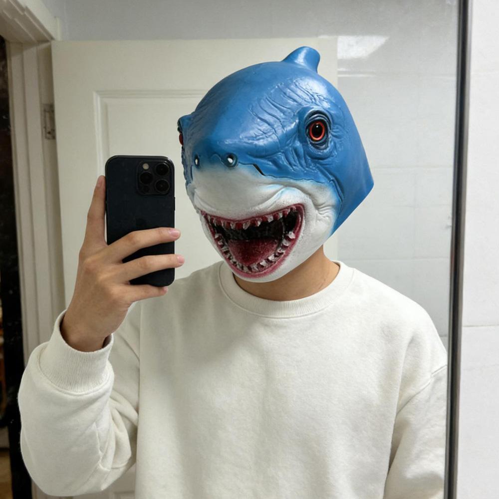 Grappig Haai Kap Masker Cosplay Zeeorganismen Blauwe Haai Latex Maskers Halloween Carnaval Verkleden Feest Kostuum Accessoires