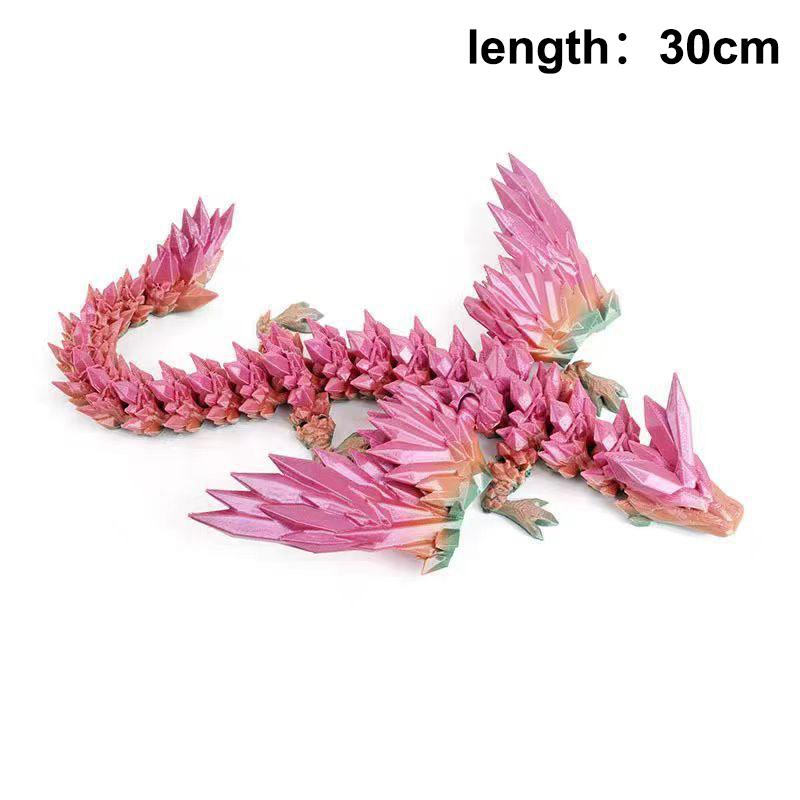3D Printed Dragon Colorful Gem Dragon Figurines Movable Joint Rotatable Articulated Dragon Crafts Desktop Western Action Figure