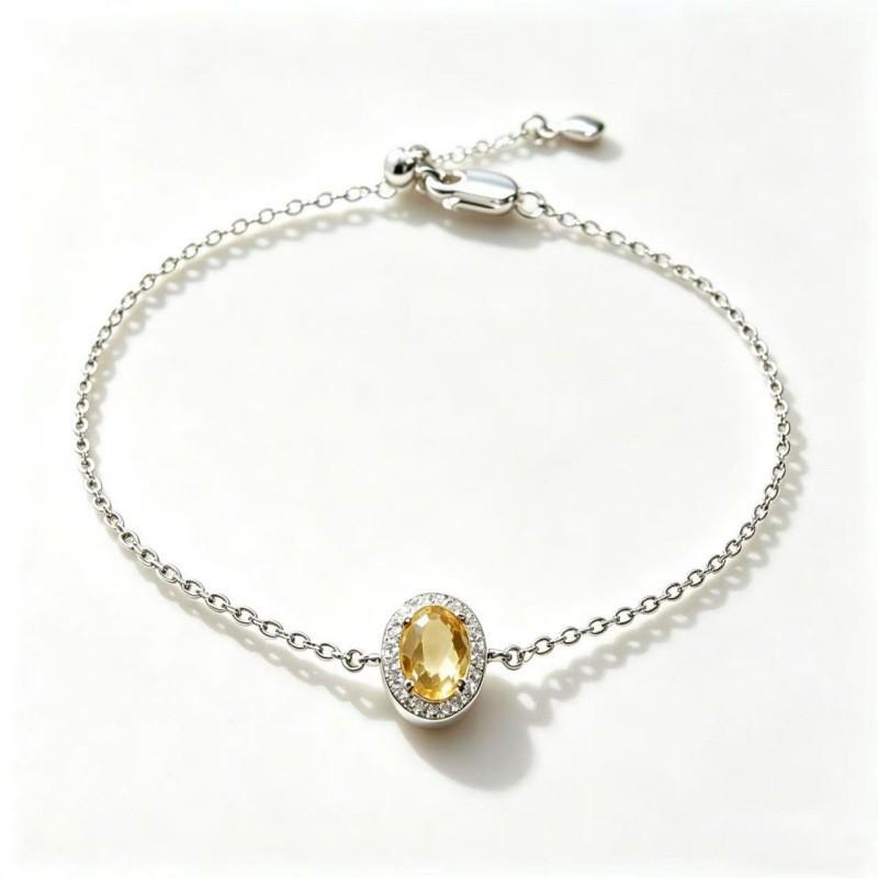 Womens Colorful Gemstone Bracelet Adjustable Oval Gem Jewelry