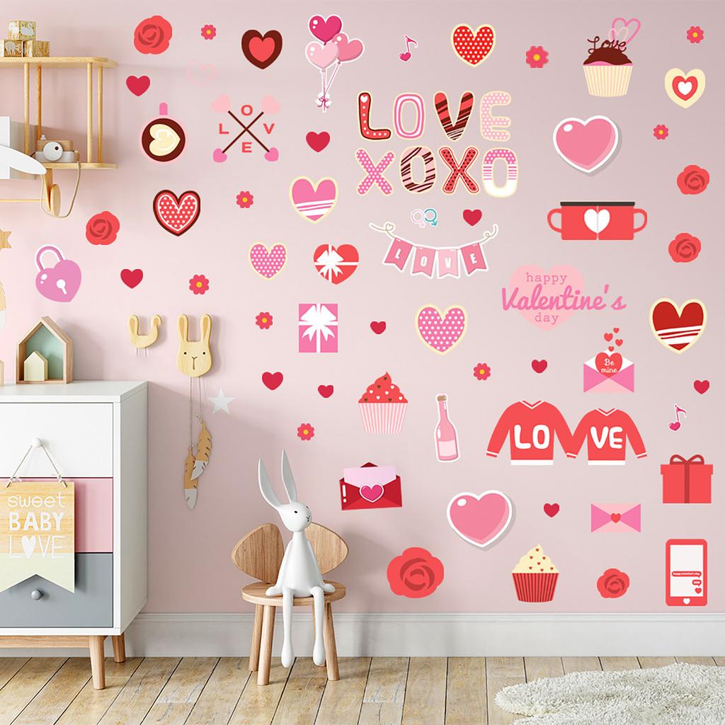 Buy Valentine's Day Wall Decal Wall Stickers Red Pink Wall Decor For
