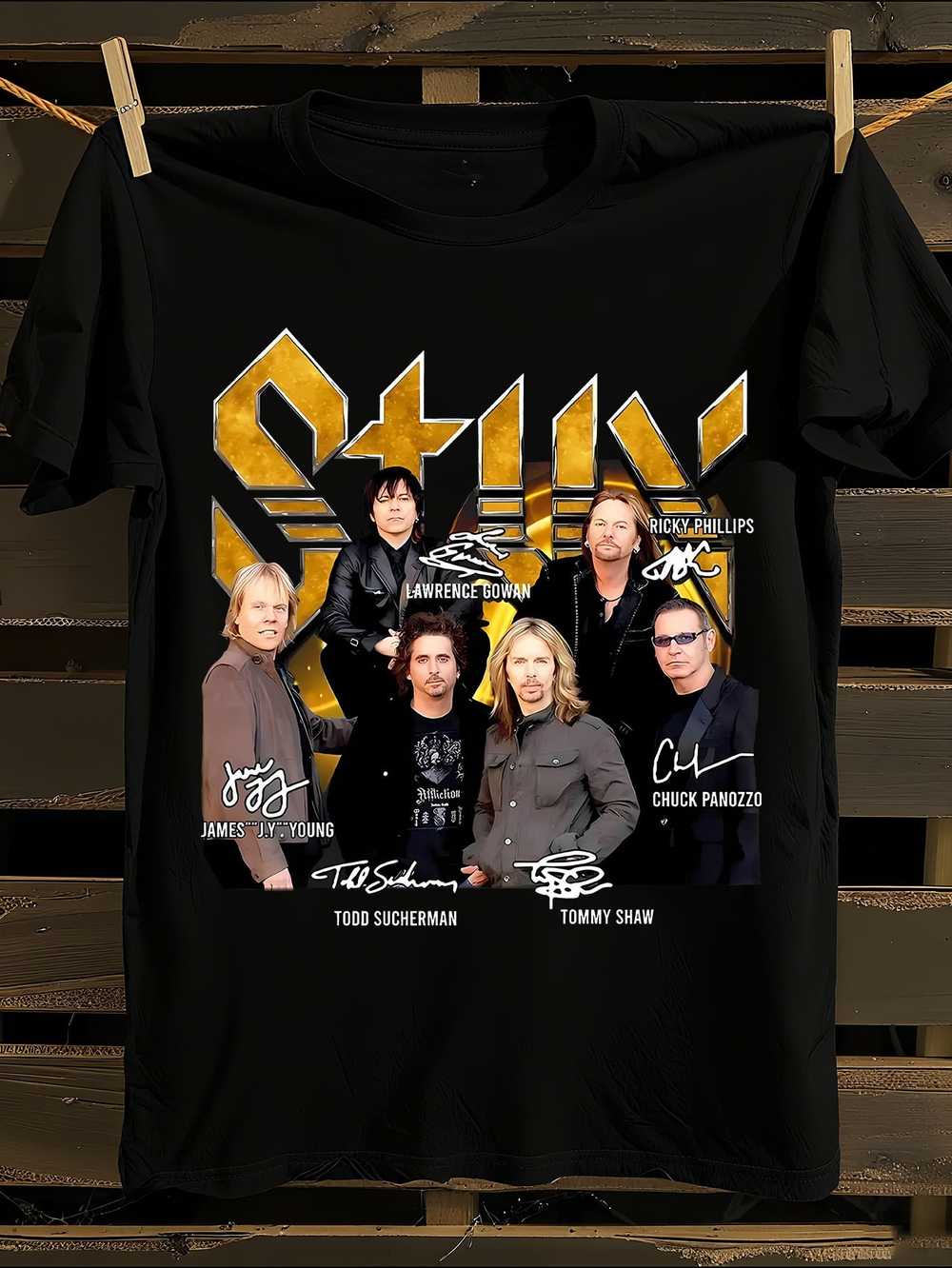 

Styx Band 2024 Tour Bootleg Signatures T-Shirt Mens Tshirt Womens Tshirts with Letters Print Short Sleeves T-Shirt Casual Street Tee Shirt Top S