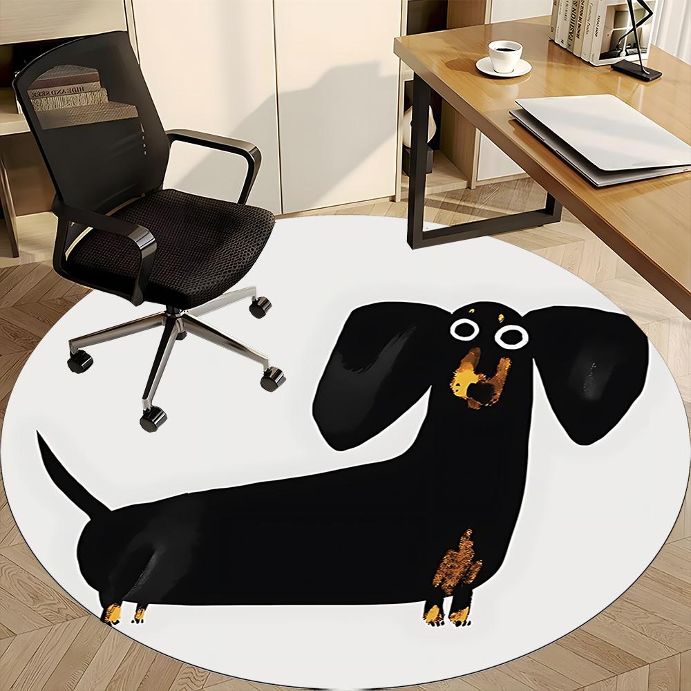1pc Dachshund Pet Office Round Area Rug, Indoor Mat Suitable ForOffice, Under Office Chairs Bedroom Living Room Home Decor, Room Deco 081