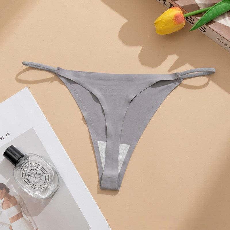 Seamless Ice Silk T-back Panties: Sexy, Thin Strap, Plus Size Women's Underwear