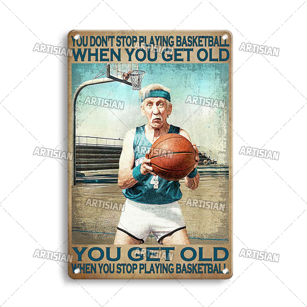 Artisian SPORT Metal Sign Hockey Tin Poster Football Decorative Plate Basketball Baseball Tin Plaque  Wall Decor Garage Bar Pub