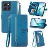 Portemonnaie-Hülle für Moto G17 - Leder/PU, Blau, Mit Lanyard