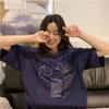 Women's Cotton Printed Crew Neck T-Shirt - Loose, Short Sleeve, Casual Summer Korean Style for Students and Couples
