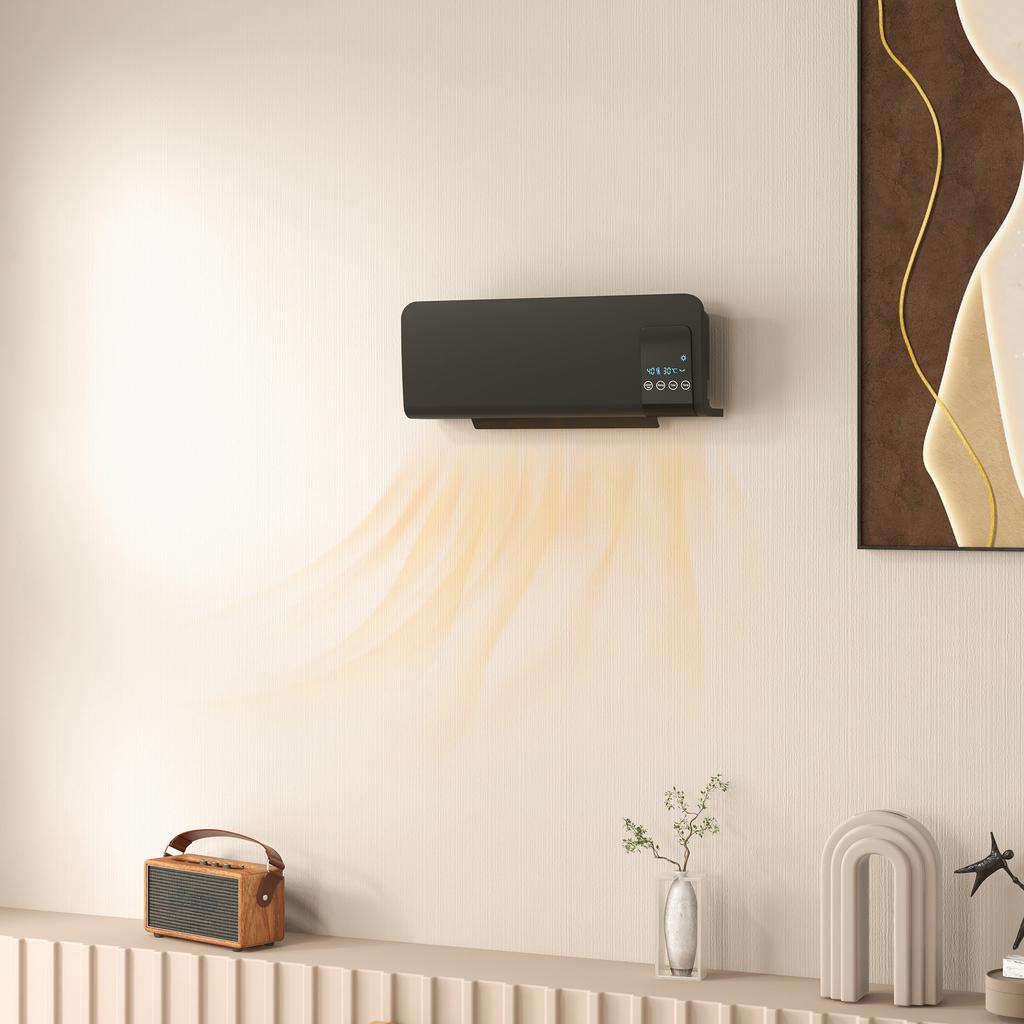 2000W Wall Mounted Heater, 18-45 Degrees C Temperature, Black
