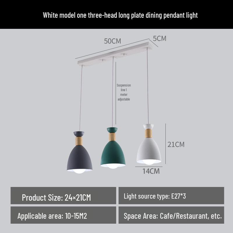 Nordic Three-Head Macaron Pendant Light - Modern Dining Table/Bar Counter Fixture