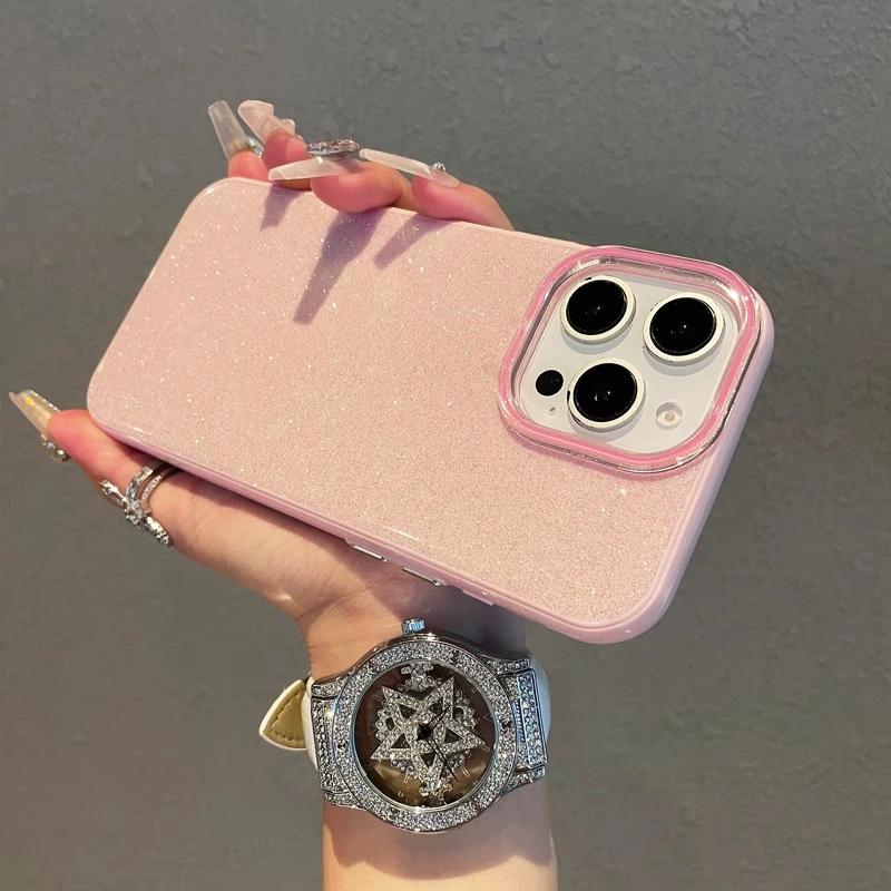 Luksusowe Etui IMD z Brokatem w Kolorze Cukierka Dla Samsung Galaxy S25 S24 S23 S21 FE S22 Ultra Plus S 25 Twarde Hybrydowe Silikonowo-PC Miękkie Pokrowiec