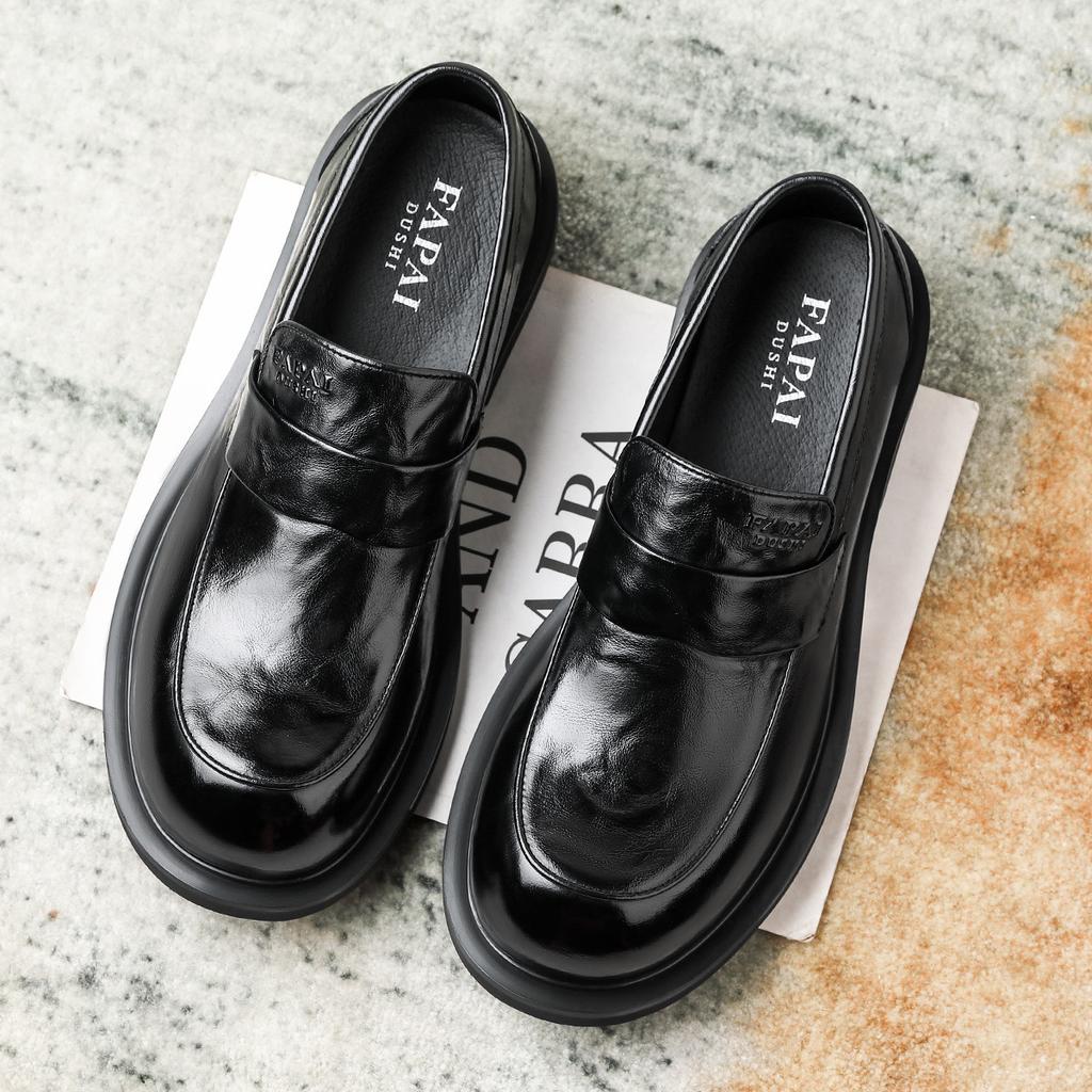 Erste Schicht Rindsleder Britischer Stil Mode Business Casual Schuhe Ein Pedal Freizeitschuhe Herren Slipper Bequem