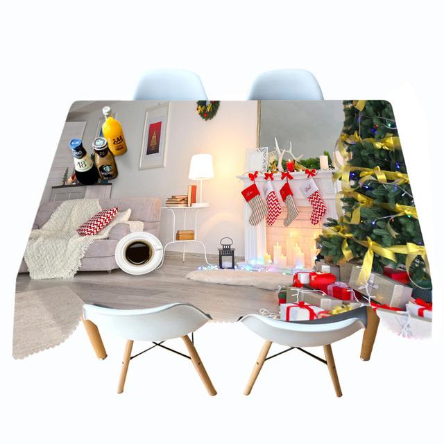 Juleduk Sokker Og Gave Gullkule Tredekorasjon Rektangulær Rund Duk Tykk Bomullsdeksel Håndkle