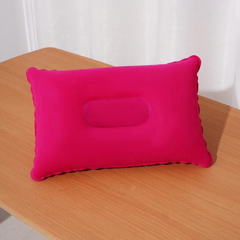 Inflatable Pillow Ultra Soft Flocked PVC Ergonomic Neck Support Foldable for Airplane Travel Camping Hiking