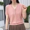 Hollow Knit T-shirt for Women Loose and Versatile Mom's Thin Top Summer T-shirt Pullover