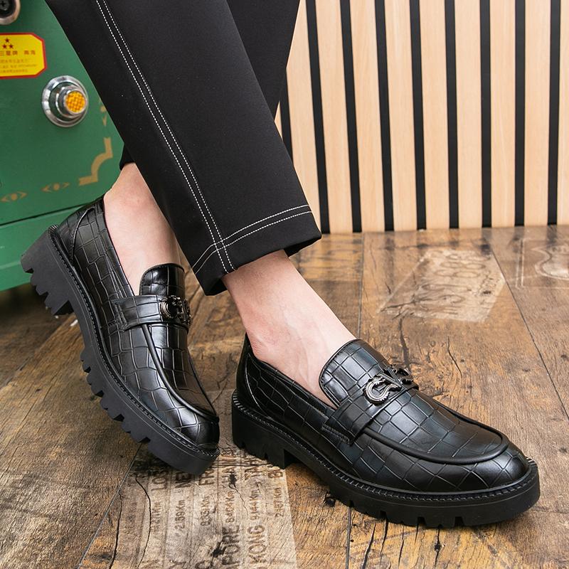 Fashion Luxury Brand Leather Shoes Brown Black Slip On Lattice Pattern Men's Casual Shoes Wedding Office Banquet Casual Loafers for Men