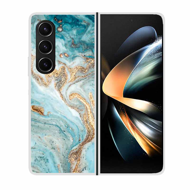 For Samsung Galaxy Z Fold 5 ZFold5 Cases Marble Transparent Shockproof Protection Hard Back Cover For Samsung Z Fold 5 5G Cases