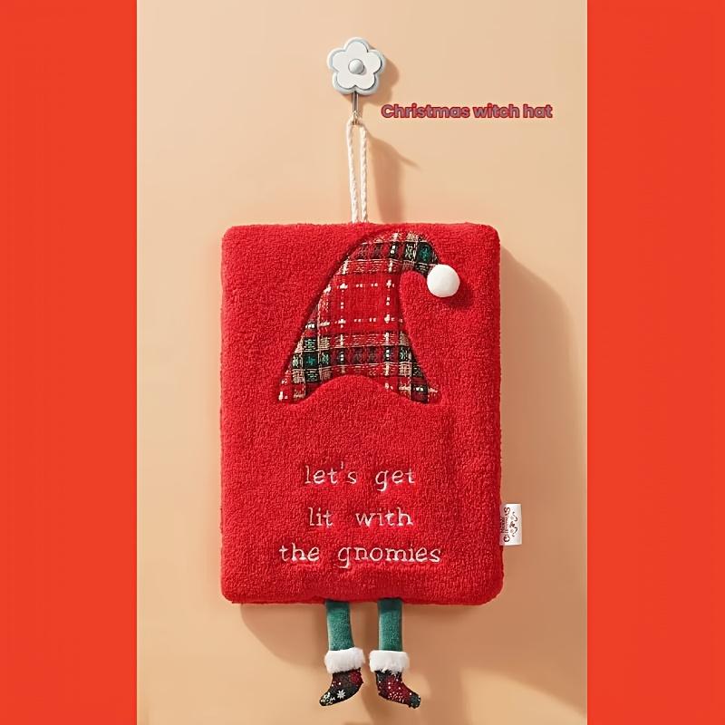 2 Stück Festliche Weihnachtshandtücher Dickes Korallenfleece, Schnell trocknende Handtücher mit Wichtel-Weihnachtsmann-Designs, Perfekt für Küchen-Badezimmer-Dekor, Badezimmerdekor