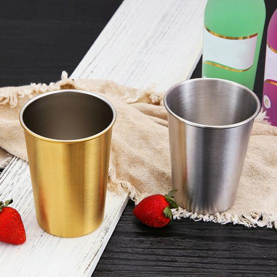 Trinkgeschirr BPA-frei, umweltfreundlich, 350 ml, einlagig, Trinkbecher aus Edelstahl für den Haushalt, Wasserbecher