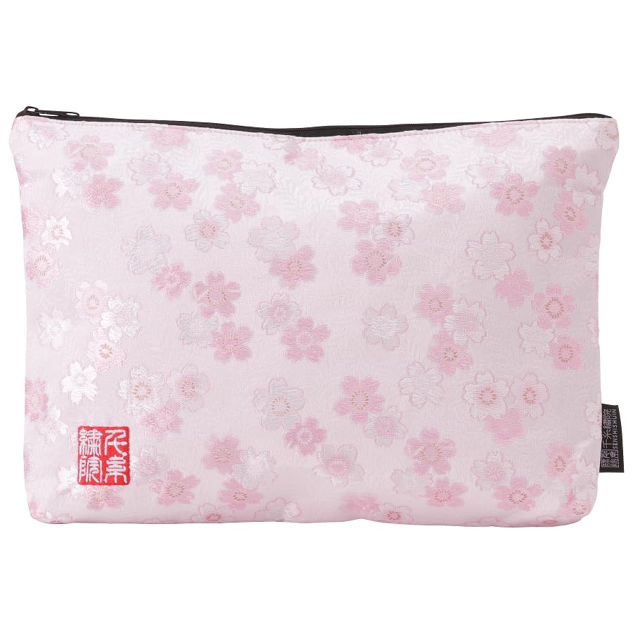 

Senshishuin Nishijin Brocade Stamp Book Case White Peach and Cherry Blossom Design Pouch/Shrine (with lining) (LL Size) розовый