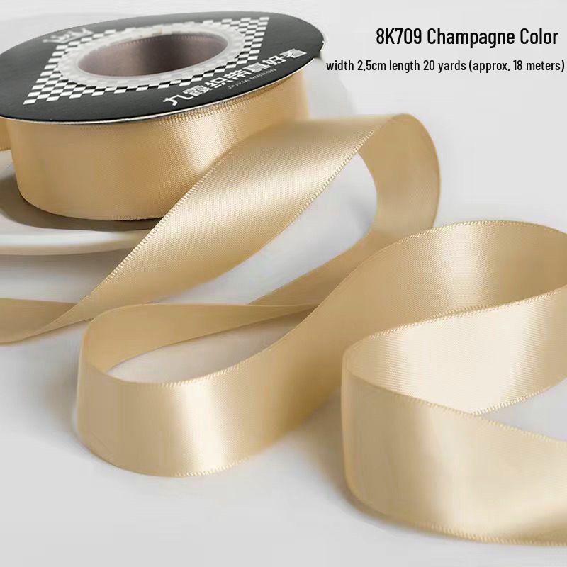 2.5cm Double-Sided Satin Ribbon for DIY, Weddings, Gifts, Bouquets, Cakes, and Bows