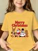 Kids Boys Girls T Shirt Merry Christmas Santa Reindeer Snowman Print Short Sleeve Tee Family Matching Holiday Parent Child Tops
