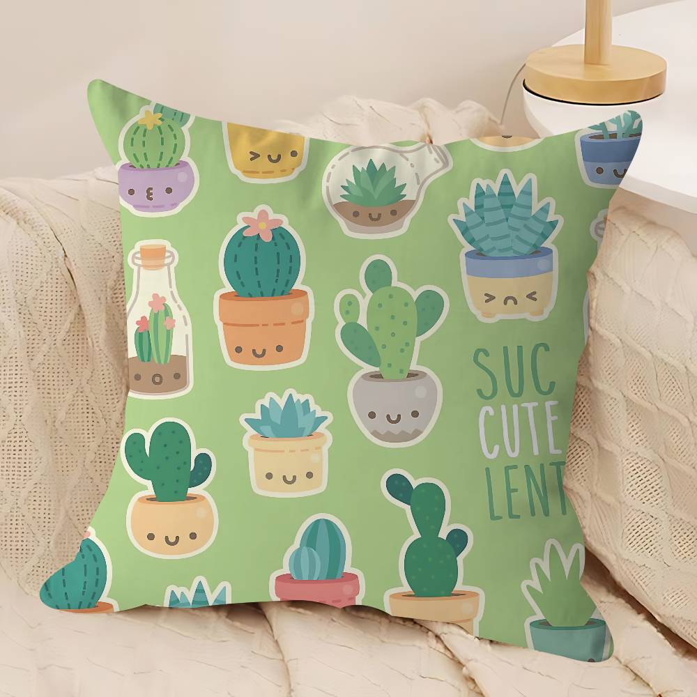 Niedlicher Cartoon Sukkulenten Kissenbezug Kissenbezug Deko Kissenbezug Bedruckter Kissenbezug für Couch