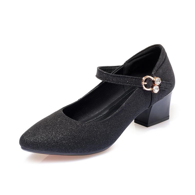 Soft-soled Spring and Autumn Shoes, Mid-heel, Professional and Versatile, One-strap Mid-length Shoes, Women's Shoes