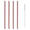 4 Straight Reusable Drinking Straws Metal Stainless Steel Eco-Friendly 10.5in, With 1 Cleaning Brush