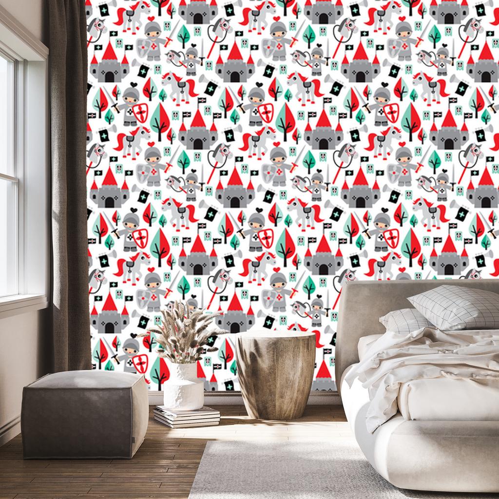 Fairy Tale Knights Horses and Trees Wallpaper for Living Room and Bedroom 50x1000