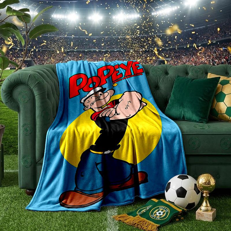Popeye's Strength Displayed Throws Blanket Flannel Blankets Plush for Couch Bed Gifts for Men Women Travel Picnic Blanket Christmas Fan Gifts