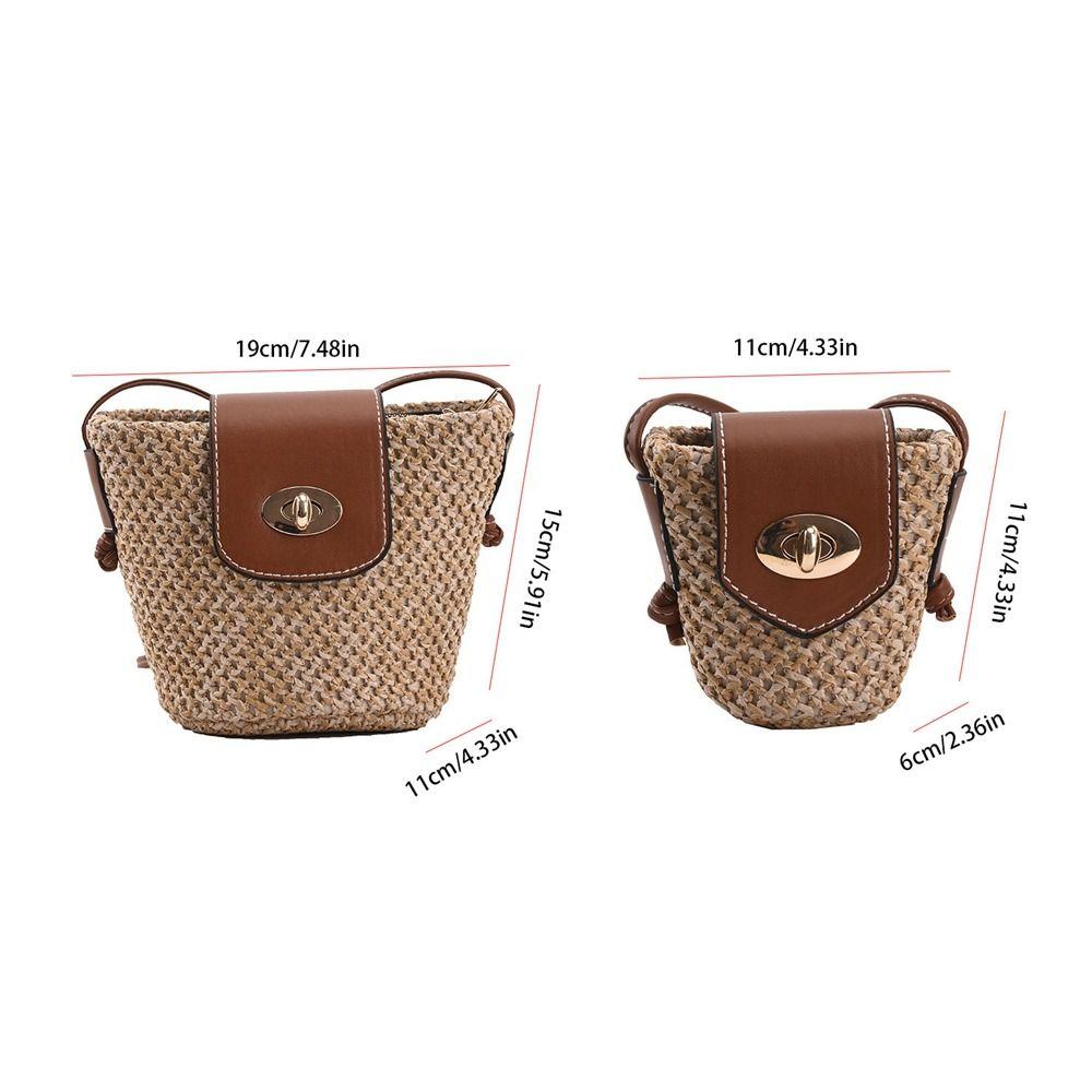 Bohemian Style Weave Shoulder Bag Mini Crossbody Bag Casual Woven Bags for Women  Makeup Bag