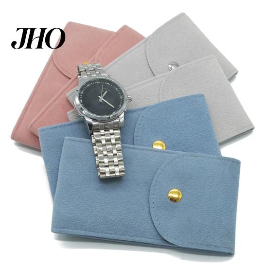 Jewelry Organizer Bag Watch Anti-wear Anti-scratch Shock-proof Press Button Short Velvet Pouch Snap Design Portable Packing Daily Use