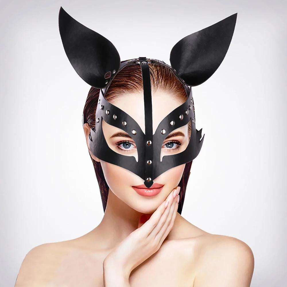 Punk Leather Fox Rabbit Cat Mask Collection Dance Party Halloween Carnival Animal Masquerade Costume Accessories Props