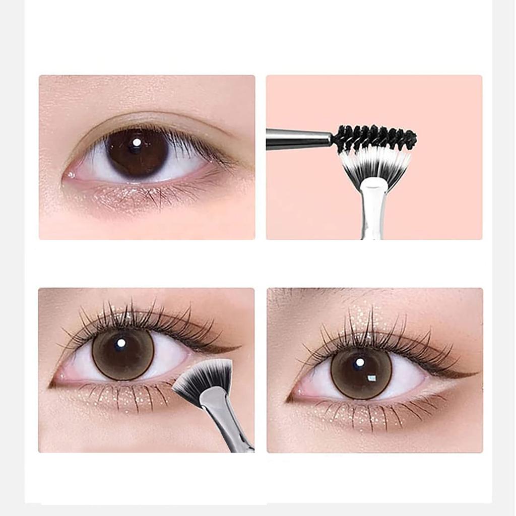 Faltbarer, abgewinkelter Wimpernpinsel mit Wellenschliff, Mascara-Fächerpinsel, Augenbrauenpinsel, Wimpernkamm, Make-up-Tool mit weichen Borsten