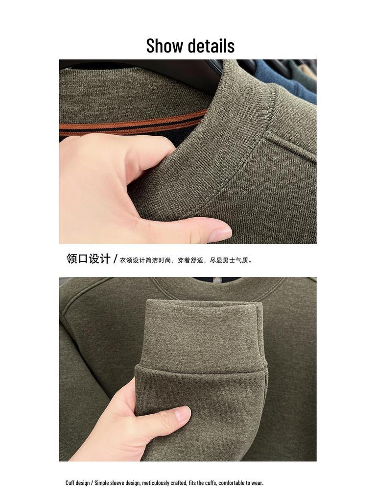 Herren Warmer Fleece-Pullover mit halbem Stehkragen und Plus-Samt - Verdickte Innenschicht für Herbst/Winter 2025