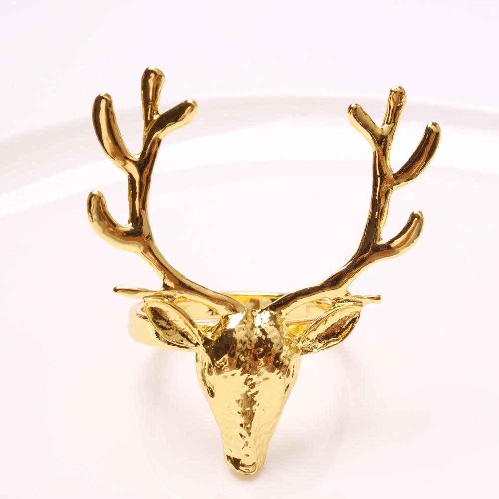 6 Pcs Gold Napkin Rings Deer for Head Shape Christmas Party Dinner Table Decor Exquisite Wedding Dinner Hand Towel Holder Napkin Holders for Cloth