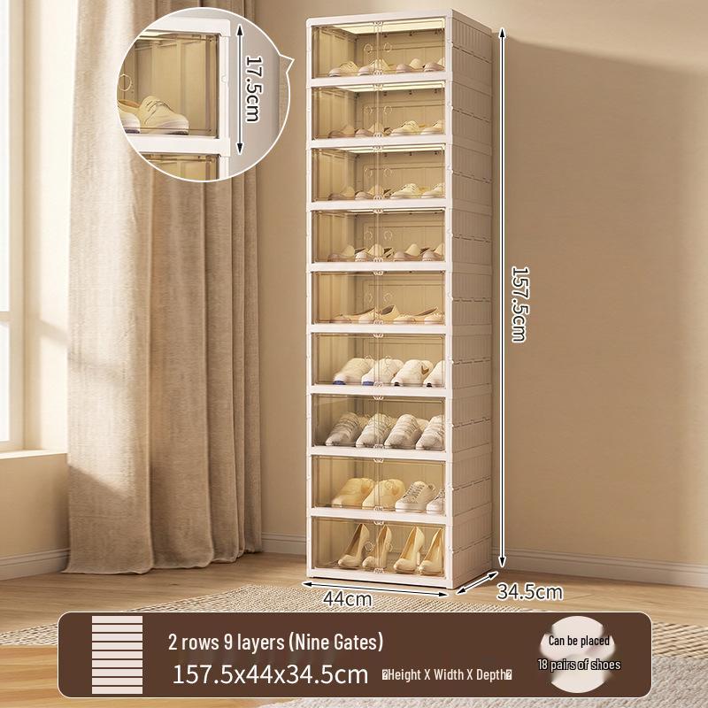 Transparent Plastic Foldable Shoe Storage Box - No-Installation Dustproof Shoe Cabinet & Movable Rack.