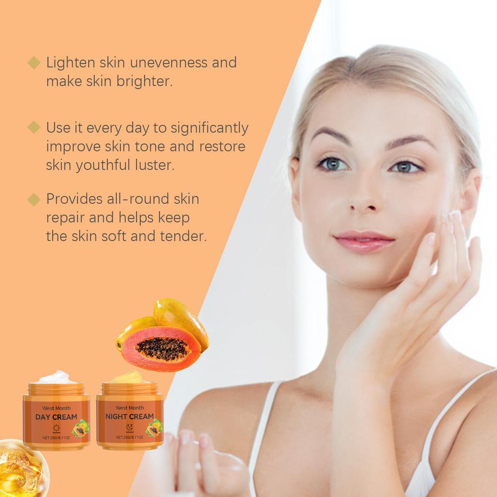 West&Month Papaya Facial Cream Fades Dark Spots Brightens Skin Hydrates & Moisturizes For Face Use 1 set