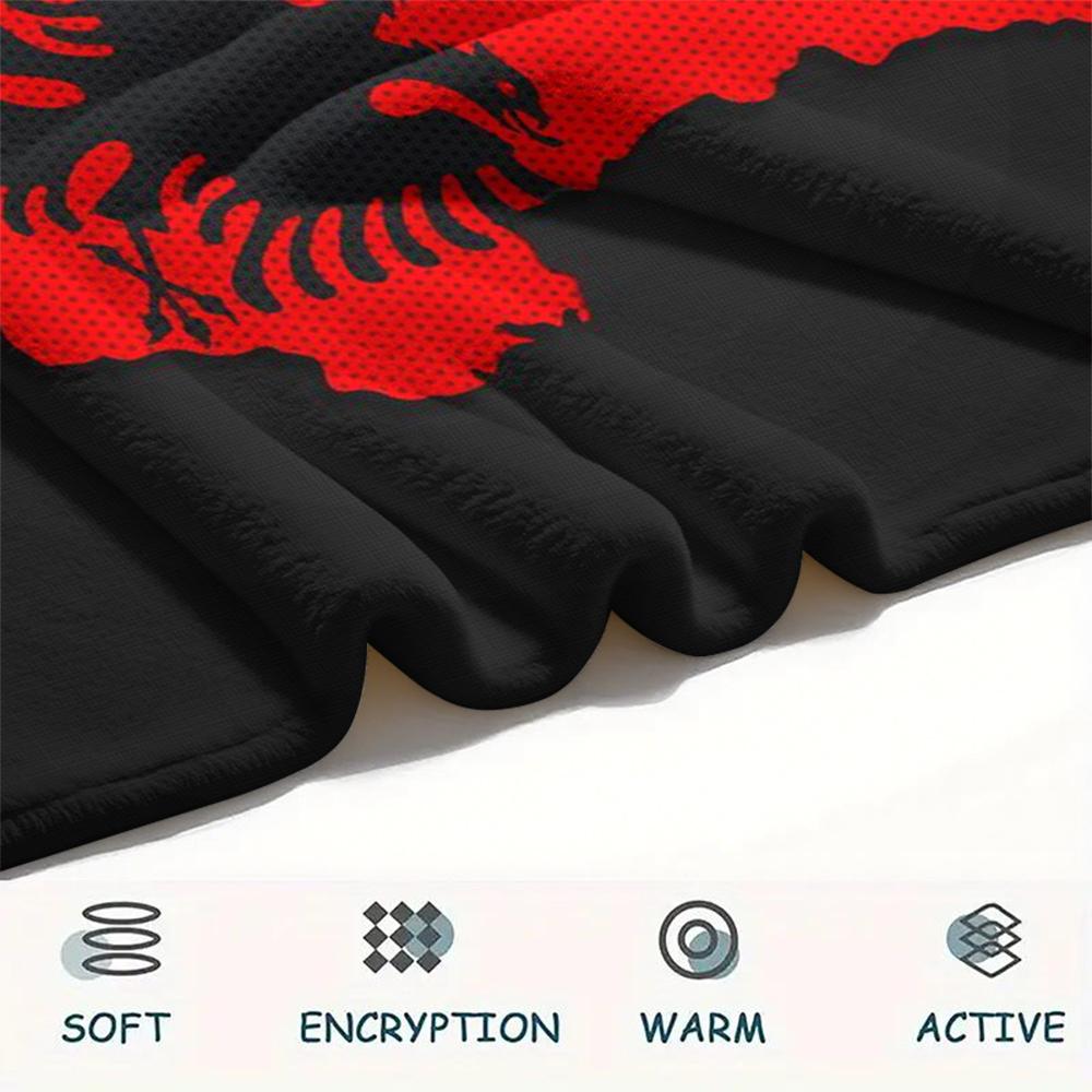 1pc Republic of Albania Print Flannel Blanket, High Quality Comfortable for All Seasons, Home Decor, Warmth and Comfort, Perfect for Christmas Gifts79