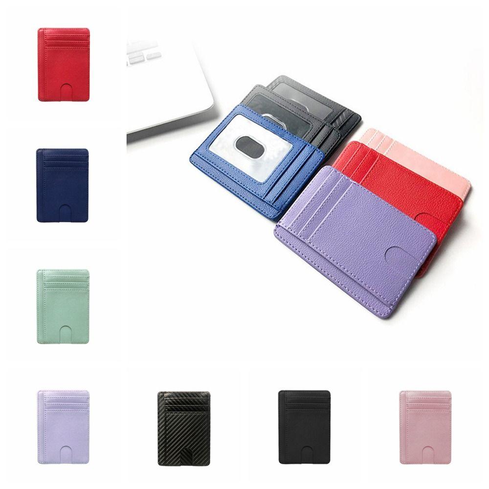 RFID Blocking PU Coin Purse 8 Slots Simple Card Case Elegant Leather Credit ID Card Holder  Travel