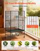 Bird Cage, 800 x 520 x 1320mm, Flat Top, Wrought Iron Bird Flight Cage with Perches, Slide-Out Tray and Plastic Feeders, Casters, for Parrot, Blue