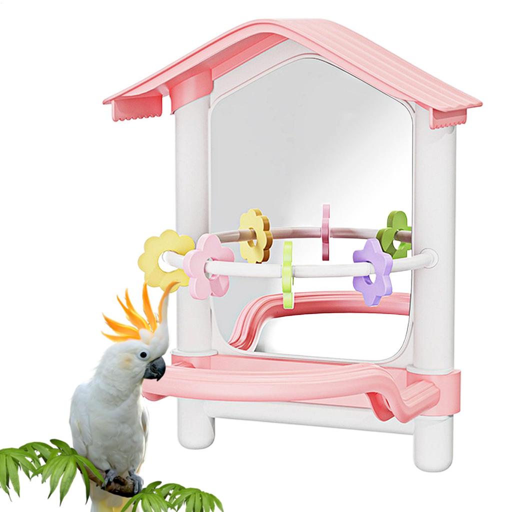 Parakeet Perches With Mirror Bird Cage accessory Pet Supplies for Chewing Playground Indoor Outdoor Yard Garden Patio Courtyard