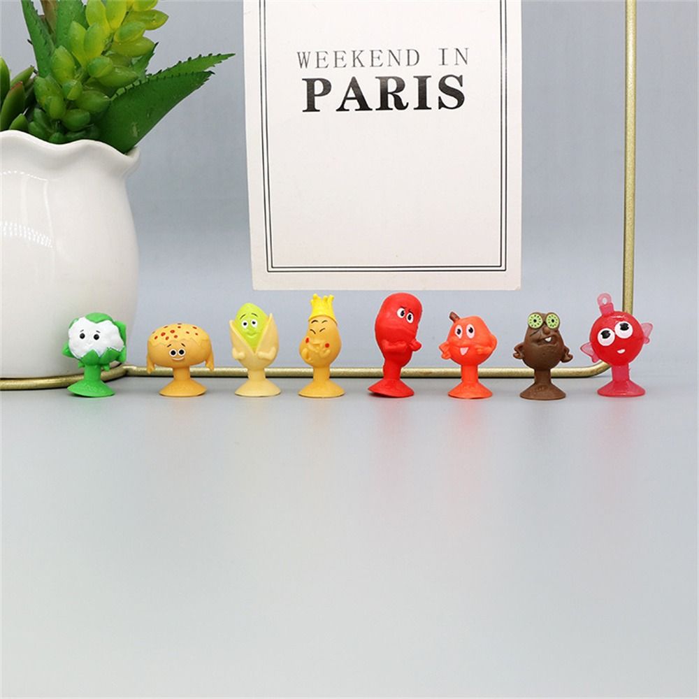 10Pcs Random Mini Suction Cup Toys Vegetables and Fruits Animal Mini Sucker Dolls Toy for Kid Boys Girls Gift