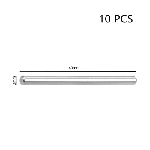 10-Piece Set of 304 Stainless Steel Dowel Pins, Knock Pins, Shelf Support Pins, Insert Type, Straight, for Shelf Supports, Silver (M3*40mm)