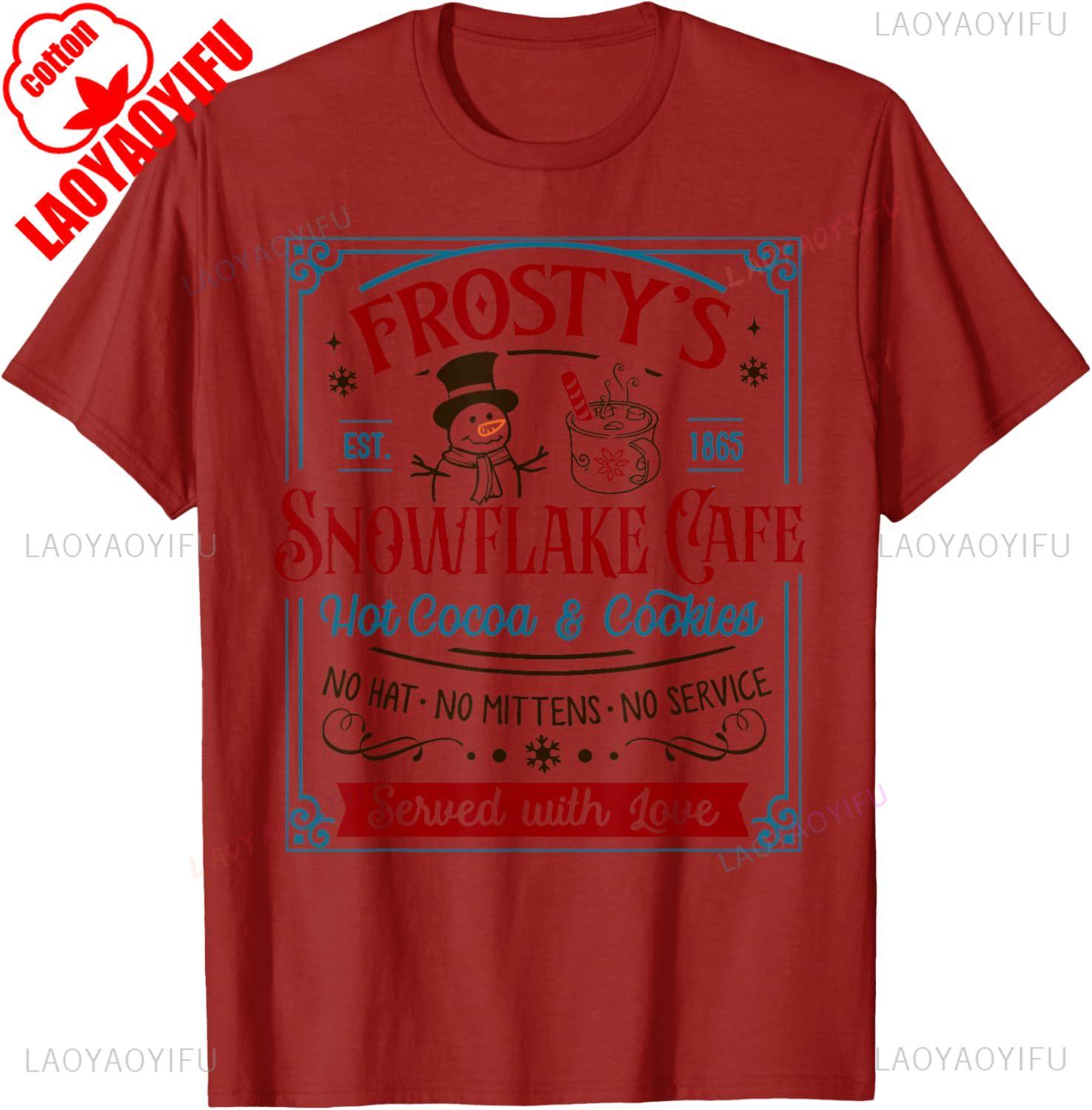 Old Fashioned Frostys Snowflake Cafe Coffee Lovers Xmas Pattern TShirt Creative Fashion Allmatch Shortsleev New Arrival S