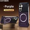 KEYSION Luxury Magnetic PU Leather Aromatherapy Phone Case for Samsung Galaxy S22 S23 Ultra Kickstand Borderless Back Cover