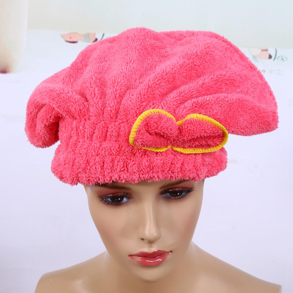 Quick Dry Cute Women Microfiber Hair Drying   Wrap Tower Hat Accessory For Bath(yellow)